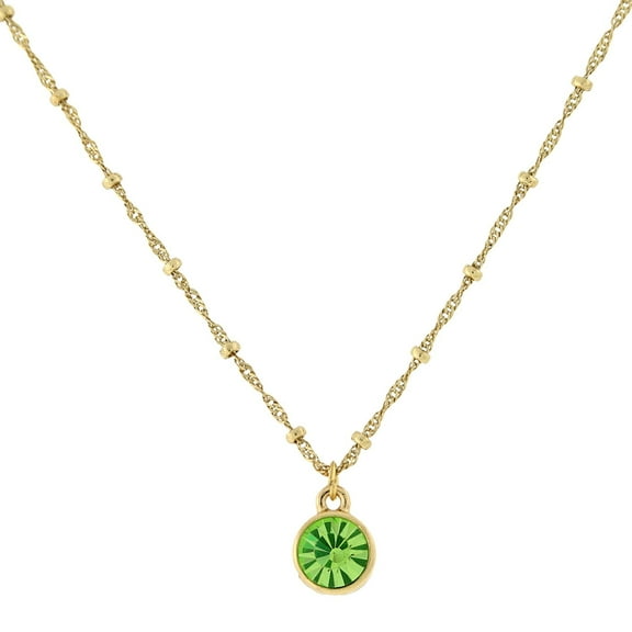 1928 Jewelry "Best Of Times" 14K Gold Dipped Peridot Green Pendant Necklace For Women, 16"