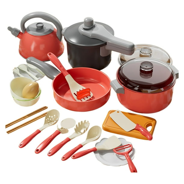 Juguetes Para Niño Juego de cocina para niños, juguete de corte con platos, utensilios y utensilios de cocina realistas y seguros, juguete educativo para niños pequeños. Juguetes Para Bebe 1 Año