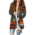 thumbnail image 2 of WXLWZYWL Halloween Cardigan for Women Plus Size Long Open Front Cardigans Halloween Pumpkin Pattern Cardigan Bat Cardigan, 2 of 5