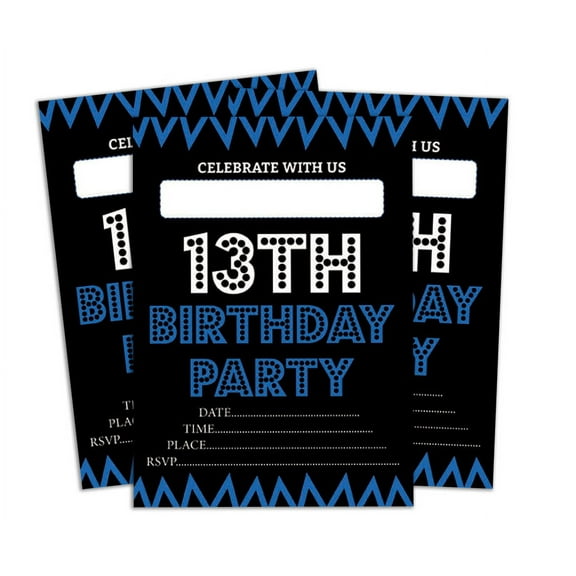 Darling Souvenir Black Birthday Invitation Card Printable Elegant Fill or Write In Blank Party Invites 28 Pcs 5 x 7 Inches