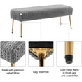 thumbnail image 4 of DUHOME Modern Quilt Velvet Ottoman , Upholstered Entryway  for livingroom Bedroom Benches for End of Bed with Gold Legs, Padded Soft Dining Kitchen  Vanity Benches,Grey, 4 of 7