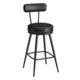thumbnail image 1 of VASAGLE EKHO Collection - Bar Stools Set of 2, Swivel Counter Bar Stools with Backs, Synthetic Leather with Stitching, Mid-Century Modern, 25.6-Inch Tall, Kitchen Home Bar, Ink Black, 1 of 6