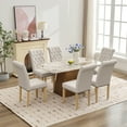 thumbnail image 3 of Foredo Fabric Dining Chairs Set of 2, Linen Upholstered Dining Chair with Tufted Back and Solid Wood Legs, Parsons Chair for Living Dining Room, Beige, 3 of 8