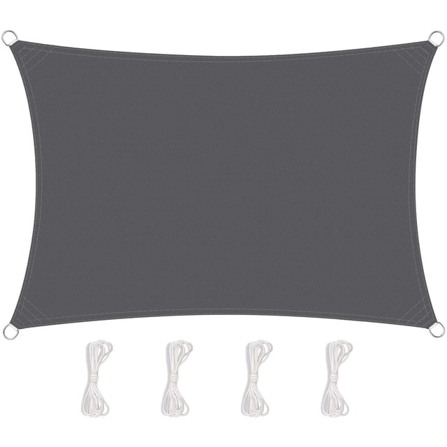 TOPLUS Sonnensegel Sonnenschutz Garten Balkon Wetterschutz wasserabweisend Rechteckig 420D PES UV-Schutz para jardín al aire libre (2 * 3m, Gris)