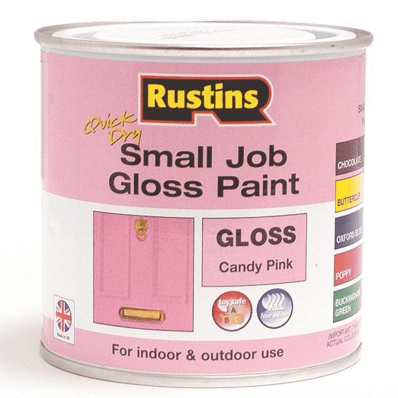 Rustins - Quick Dry Small Job Gloss Paint Candy Pink 250ml