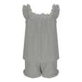 thumbnail image 7 of Xdegoge Pajamas Set 2 Piece Lounge Sleepwear for Women Sleeveless Square Neck Ruffle Top and Elastic Waist Shorts Set Casual Summer Nightwear Outfits Cozy PJs, 7 of 7