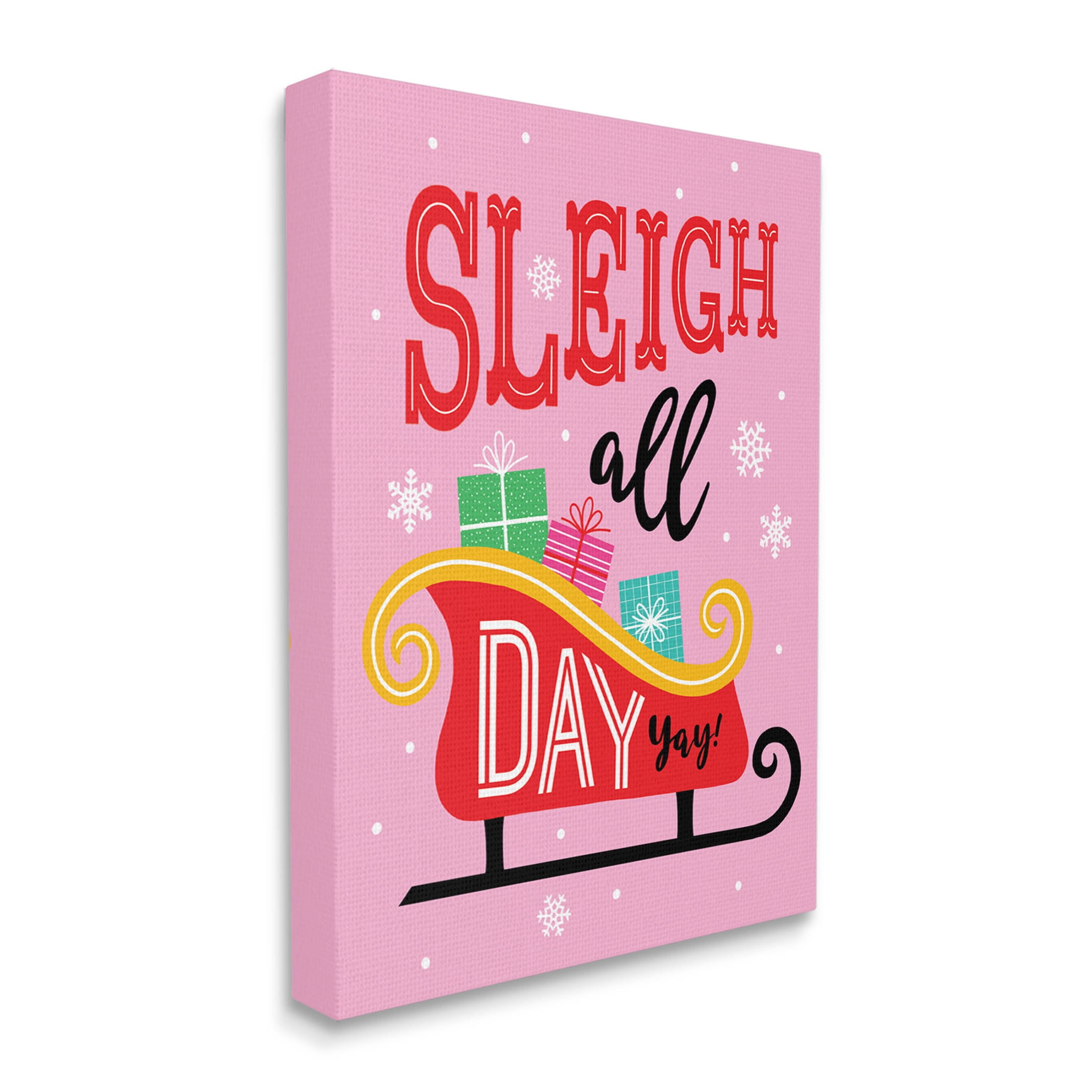 Sleigh All Day Bold Gift Sled Holiday Graphic Art Gallery Wrapped Canvas Print Wall Art