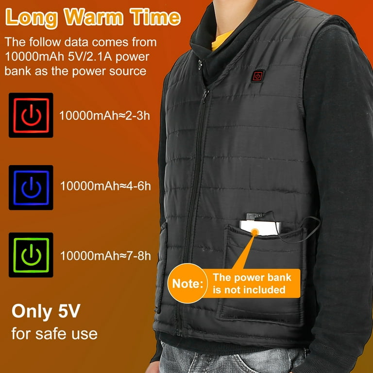 TeqHome Heated Vest Jacket Winter Warm Coat USB Powered with