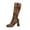 Brown, variant on EliteGoogv Womens Leopard Print Knee High Boots Side Zipper Chunky Heel Tall Boots For Women Elegant Fall Winter Footwear US:5.5