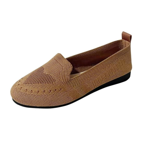 QYZEU Wide Sneakers for Women Summer Shoes Women Women s Fashion Round Head Breathable Single Shoes Soft Sole Comfortable Casual Walking Lightweight Shoes Coffee 39