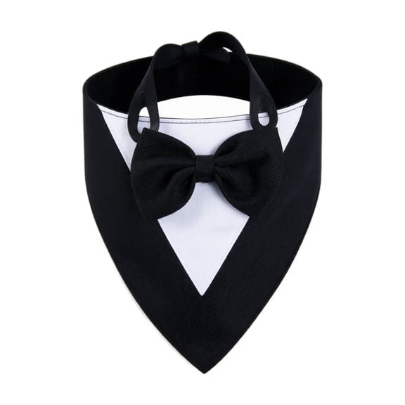 Pet Tuxedo Bandana with Bow Tie Adjustable Formal Dog Cat Suit Bib Scarf Cute Costume Accessory for Wedding Birthday Holiday Party Pet Photoshoots,1pack