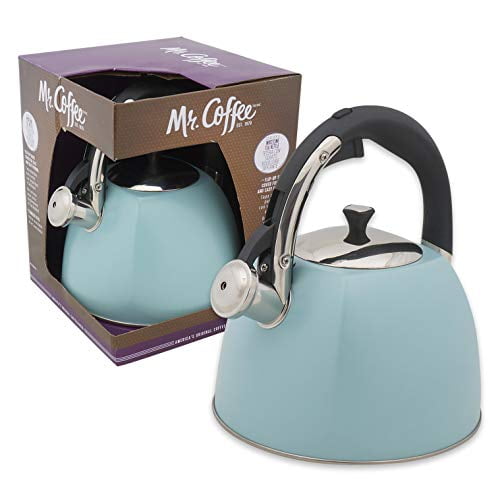 2.5 QT Stainless Steel Mr. Coffee Light Blue Tea Kettle