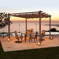 Ktaxon 10 x 10 pergola metal dark adjustable shade fabric curved top