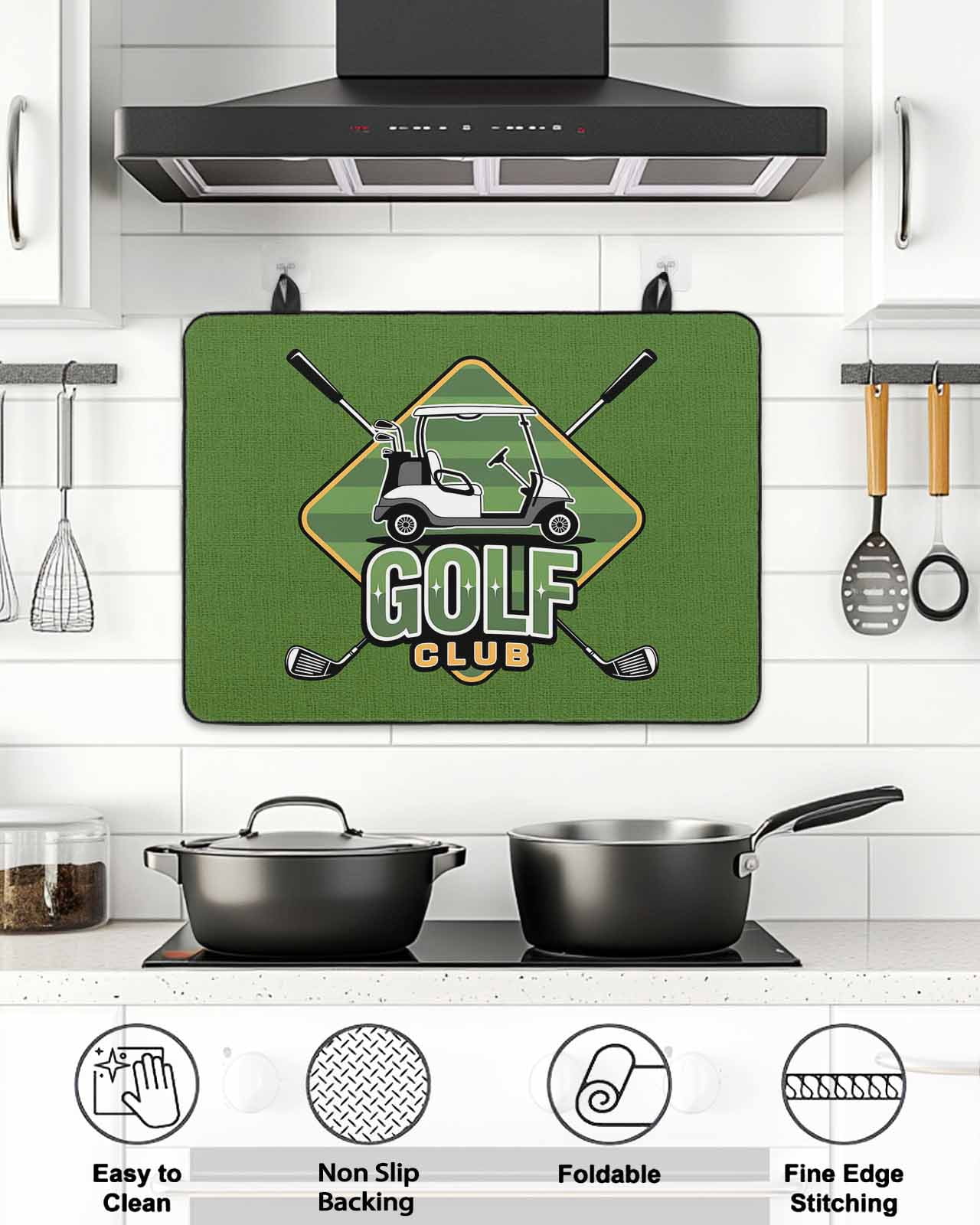 Stove Top Covers for Electric Stove, Golf Club Green Glass Stovetop Cover Protector, Abstract Vintage Golf Sports Induction Cooktop Protector Oven Mat for Kitchen Countertop 24"x21"