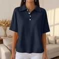 thumbnail image 5 of Bbyeadc Womens Polo Shirts Short Sleeve Waffle Knit Loose Golf T-Shirt Collared Solid Color Top Casual Tennis Shirt,Blue (XL), 5 of 5