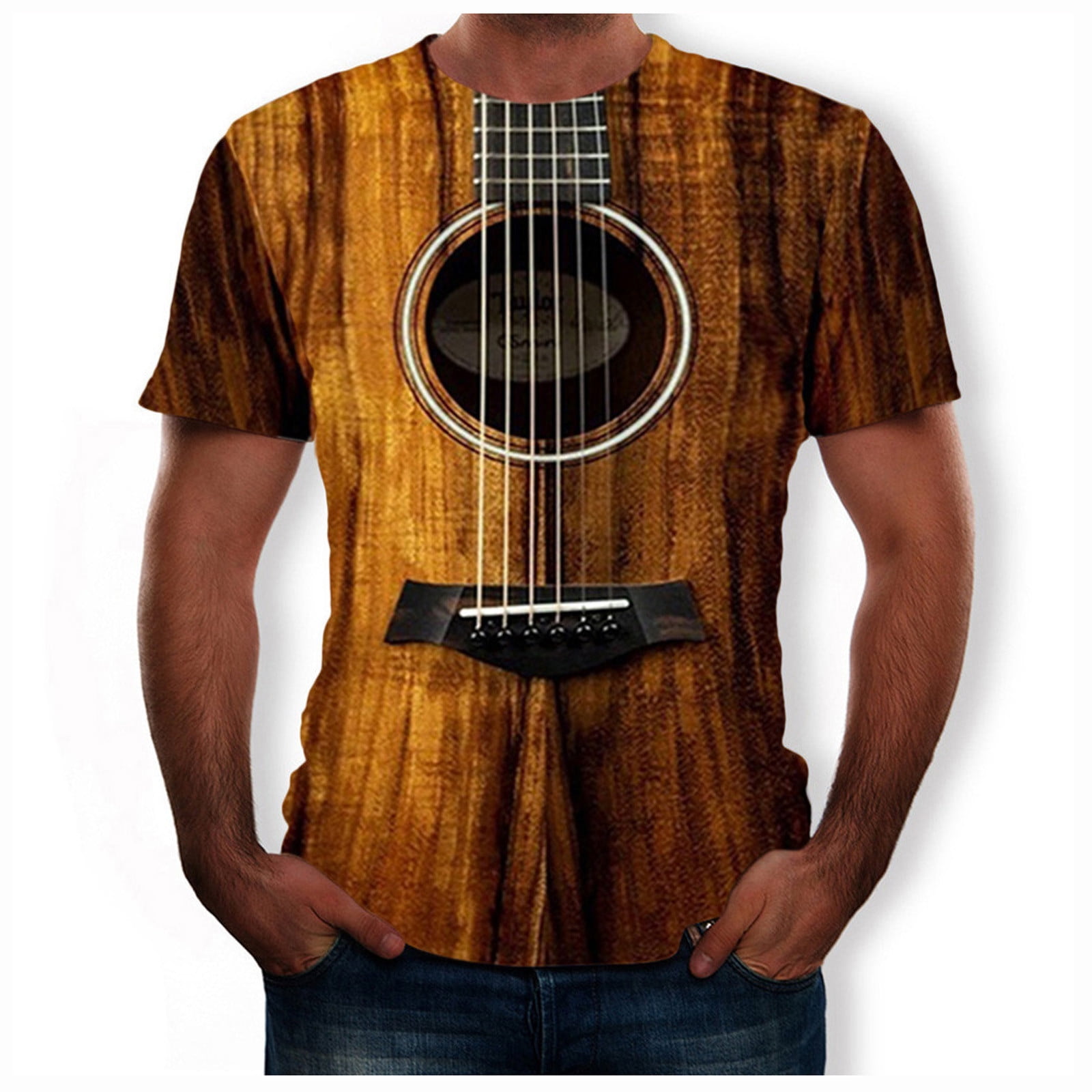 mens dress shirts men's fashon funny guitar 3d printed t-shirt cool short sleeves tees tops - Walmart.com