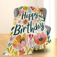 thumbnail image 2 of Happy Birthday Blanket, Soft Fuzzy Warm Lightweight Flannel Throw Blanket with Roses, Ideal for Couch, Bed, Decor, Travel & Outdoor Use, for Women Girls 60×50 in, 2 of 5