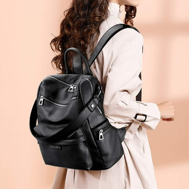 LING SHUIWEN Women Backpack Purse Waterproof PU Leather Bag Casual