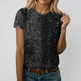 thumbnail image 2 of XIAONU Summer Sequin-Embellished T-Shirt for Women Crew-Neck Short-Sleeve Night-Out Party Casual Tee, 2 of 4