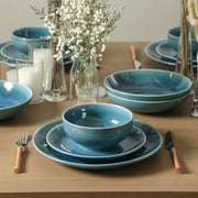 Stone Lain Riley 32-Piece Dinnerware Set Stoneware, Service for 8, Blue