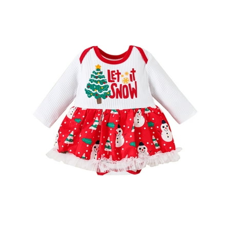 

Ma&Baby Toddler Infant Baby Girl Christmas Santa Claus Print Long Sleeve Bodysuit Romper