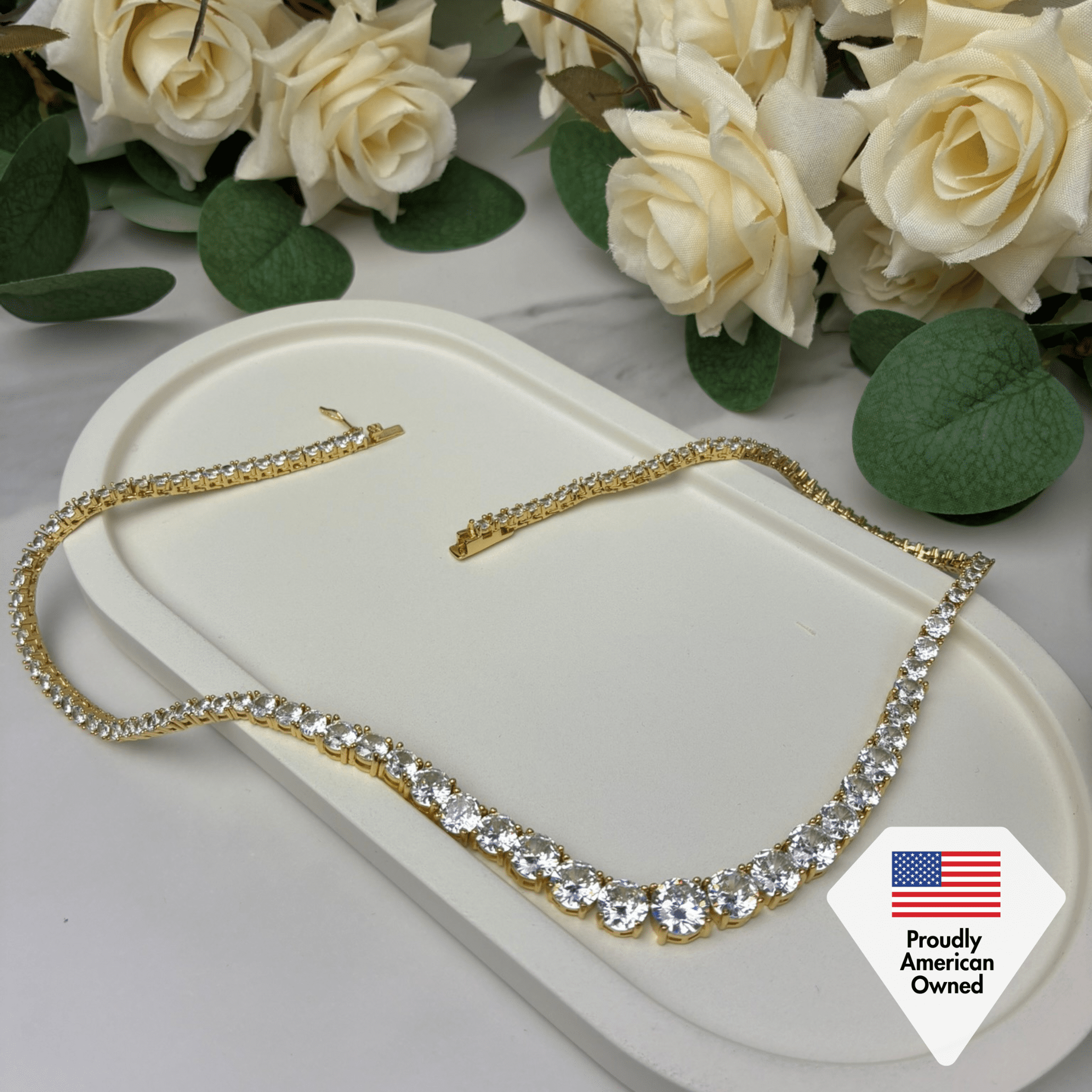 Cate & Chloe Whitney 18k Yellow Gold Plated Pendant Necklace with Simulated Diamond Crystals for Women