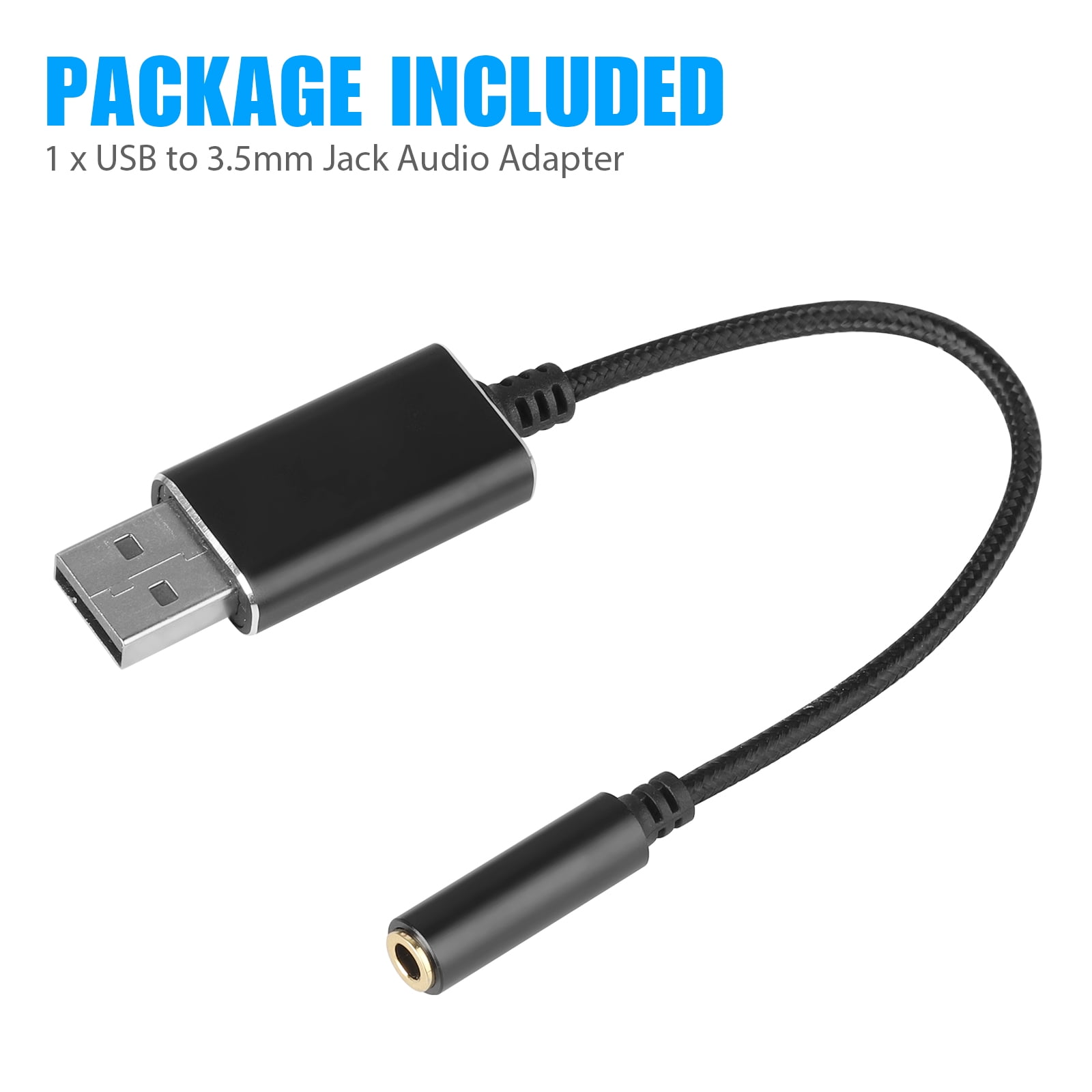 USB to 3.5mm Jack Audio Adapter, EEEkit USB to AUX Cable with TRRS 4-Pole Mic-Supported USB to Headphone AUX Adapter Built-in Chip External Sound Card for PS4 PC and More (7.8 inches)