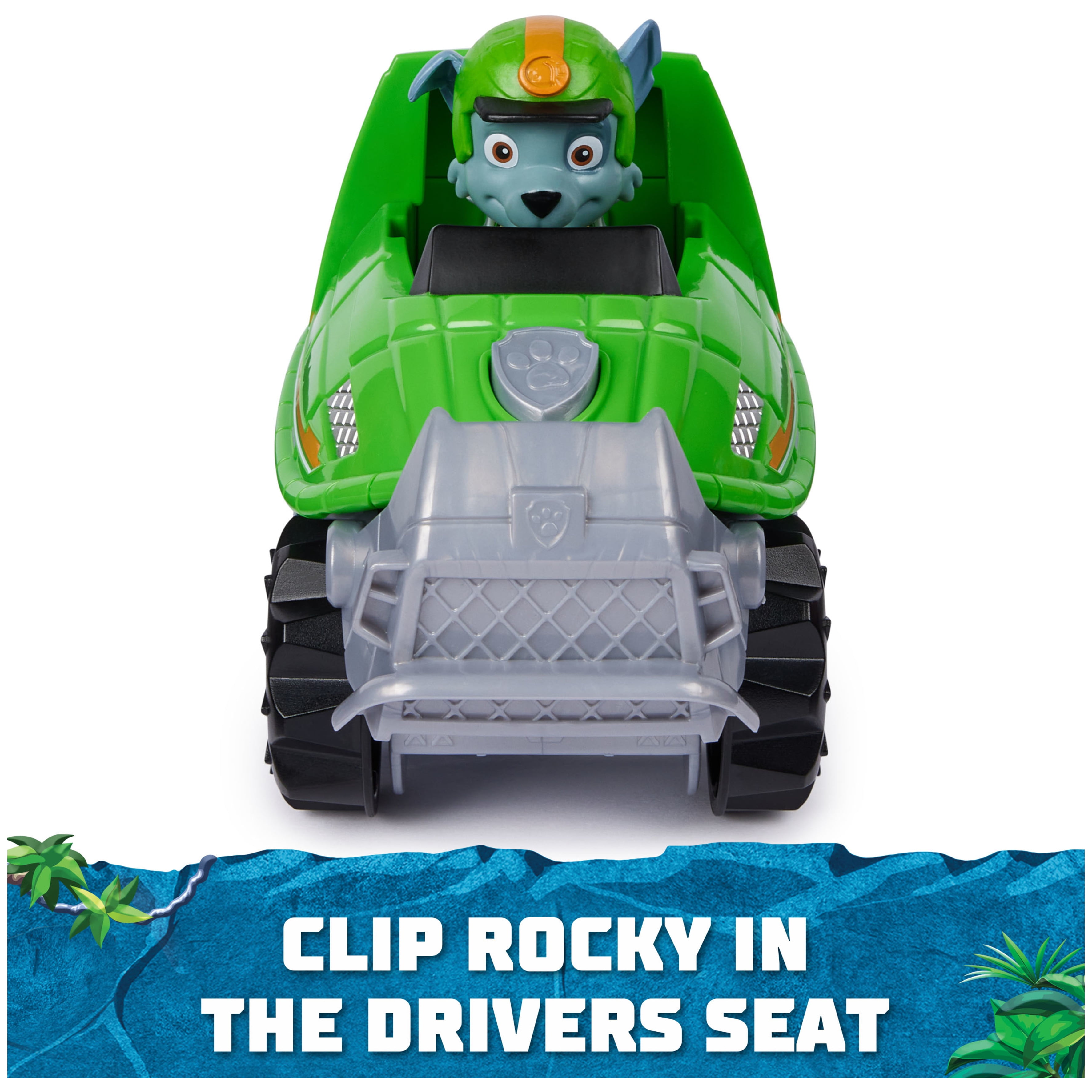 PAW Patrol Jungle Pups, Rocky Turtle Vehicle with Figure, Toys for Kids Ages 3 and Up