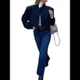 thumbnail image 3 of Chaqueta con Botones y Hombros Caídos para Mujer, Abrigo Corto y Prendas de Abrigo Azul Marino M, 3 of 10