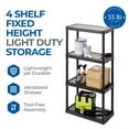 thumbnail image 3 of Gracious Living 4-Shelf Fixed-Height Light-Duty Solid Shelving Storage, Black, 3 of 9
