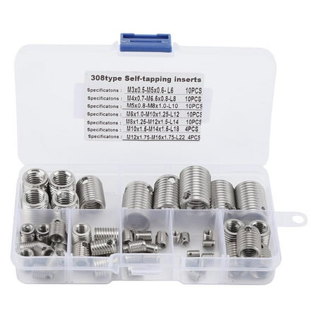 

58Pcs Stainless Steel Inner Thread Self Tapping Thread Inserts Set Thread Reinforce Repair Tool