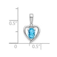 thumbnail image 3 of Real 14kt White Gold Blue Topaz and Diamond Heart Pendant; for Adults and Teens; for Women and Men, 3 of 3