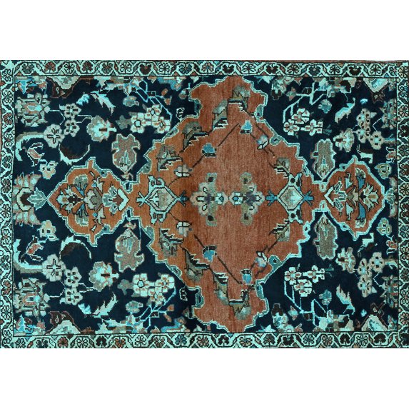 Ahgly Company Indoor Rectangle Persian Light Blue Traditional Area Rugs, 2' x 5'