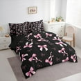 thumbnail image 3 of Homewish Pink Bowknot Bowtie Twin Bedding Sets 7-Piece for Girls, Princess Bow Knot Bedding Comforter Set, Black Pink Sheet Sets, Lightweight Room Decor, 3 of 8