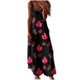 thumbnail image 1 of PENGXIANG Robes Décontractées pour les Femmes Sans Manches V-Cou Floral Maxi Robe d'Été Robe de Plage Décontractée Robe Boho Longue, 1 of 4