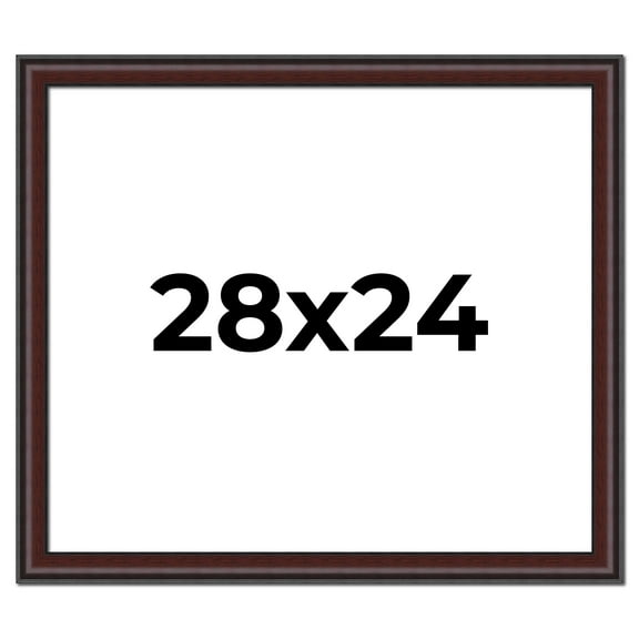 28x24 Frame Brown Round Mahogany Solid Wood Picture Frame | 1.625 Inch Moulding Width | with UV