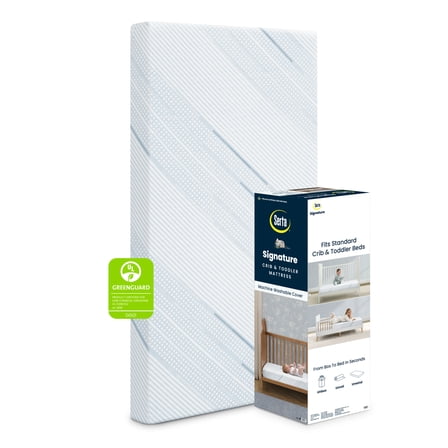 Serta Signature Dual Sided 5" Crib /Toddler Mattress in a Box, GREENGUARD Gold, Firm Plant-Based Foam