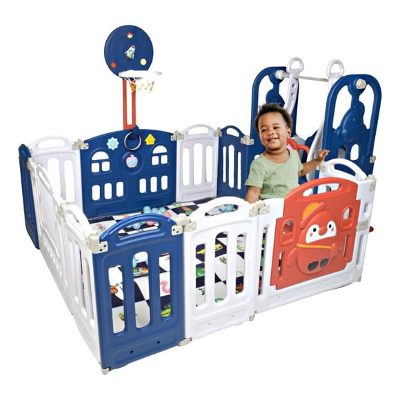 Corralito Plegable Mima2 Con Colchoneta y Set de Juegos Color azul