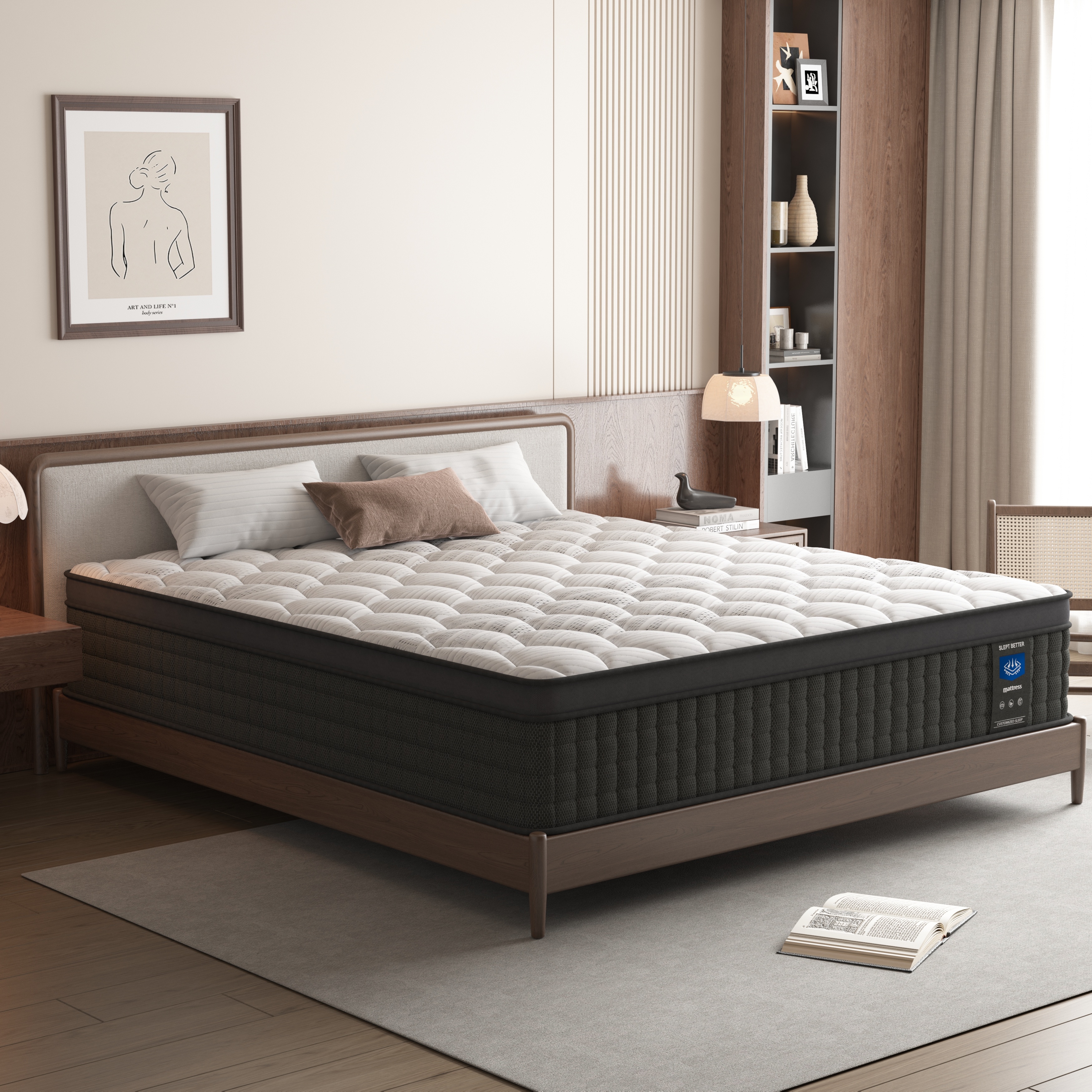 MRH 10 inch Twin Mattress, Memory Foam & Spring Hybrid Medium Comfort Twin Size in a Box,Adult