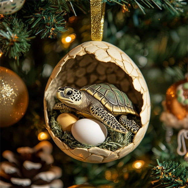 Xihbxyly Huevos de Granja Navideños, Adornos de Patos y Dinosaurios Bebés, Colgante de Árbol Caprichoso, Celebración de La Vida En La Granja, Idea de Regalo Navideño, Juego de 6 Adornos