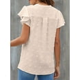thumbnail image 3 of TEMOFON Womens Tops Fashion Ruffle Short Sleeve Tops Summer T Shirt V-Neck Casual Blouses Shirts Apricot XXL, 3 of 5