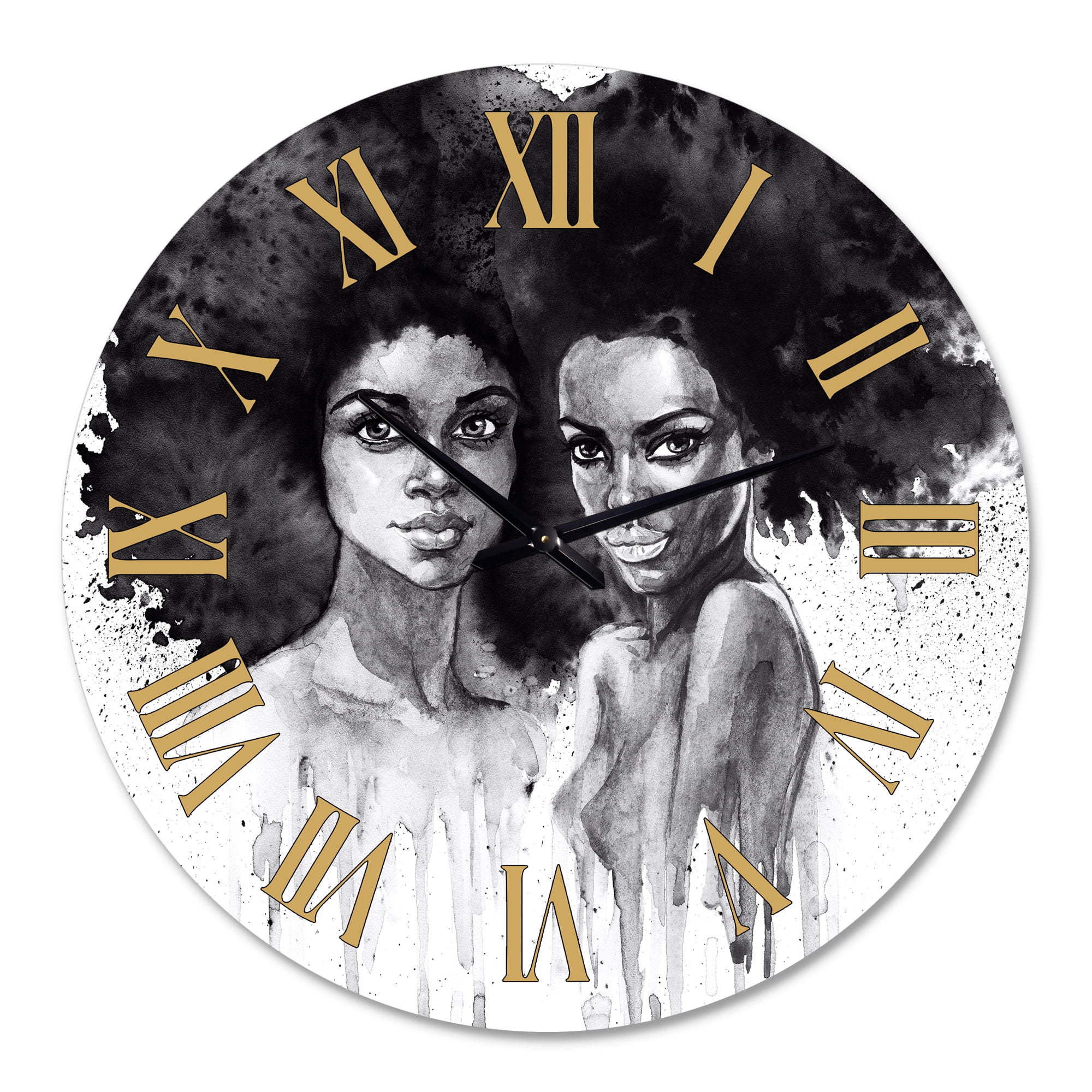 Designart 'Portrait Of African American Woman Xi' Modern Wall Clock