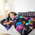 thumbnail image 4 of Feelyou Mystic Jungle Mushroon Queen Comforter Set for Child, Neon Plant Botanical Bedding Sets, Glitter Stars Print Reversible Bedding Comforter Set, Ultra Soft Home Decor, 3-Piece, 4 of 8