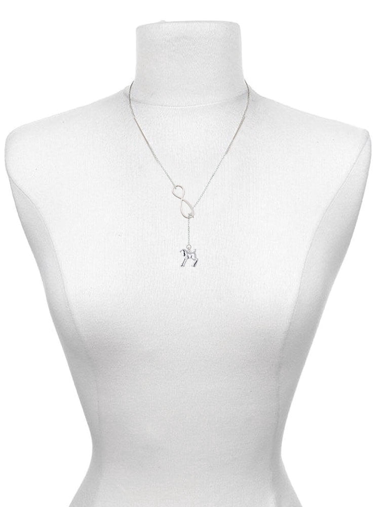 Delight Jewelry Silvertone Equestrian Horse Silver tone Elegant Infinity Lariat Necklace