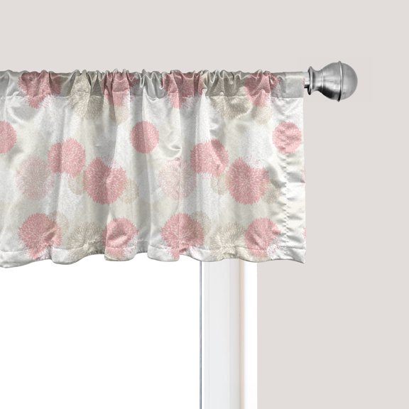 Ambesonne Pastel Window Valance, Soft Spring Floral Motif, 54" X 12", Brown Pale Pink White