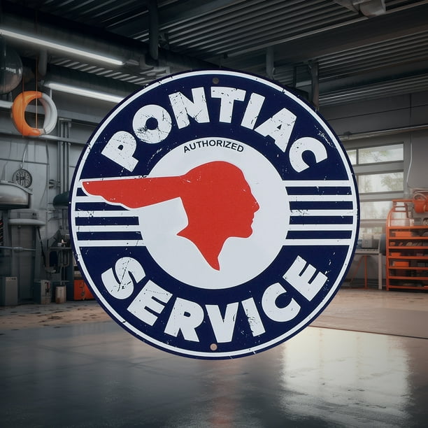 Vintage Pontiac Service Metal Sign Muscle Car Garage Bar Man Cave Wall Art Decor