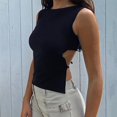 thumbnail image 1 of Top de mujer Y2K con cordones y espalda descubierta, camiseta sin mangas de punto sólido, camisetas, Top corto Sexy, trajes de Club nocturno, ropa de calle 2023, tanques básicos Tan Jianjun unisex, 1 of 2