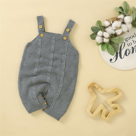 

Cathalem Baby Sweater Jumpsuit Newborn Infant Baby Knit Romper Cotton Sleeveless Boy Girl Sweater Clothes Baby Girl Outfits Warm Sweater Grey 12-18 Months