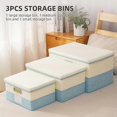 thumbnail image 1 of 3Pcs Storage Bins with Lids Foldable Cotton Linen Storage Boxes with Lids Collapsible Closet Organizer with Cover for Home Bedroom Office Blue, 1 of 4