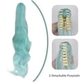 thumbnail image 3 of Peluca ANOGOL para cosplay, larga, verde, con 2 coletas onduladas y acceso., 3 of 7